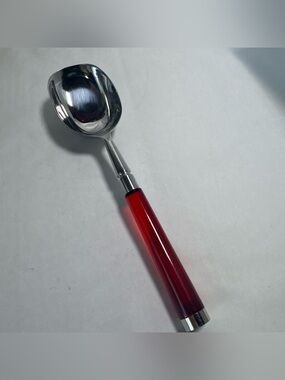 Vintage Red Handled Stainless Ice Cream Scoop/ large Heavy spoon.